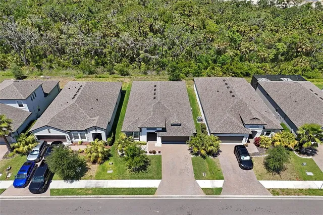 an aerial view of multiple house