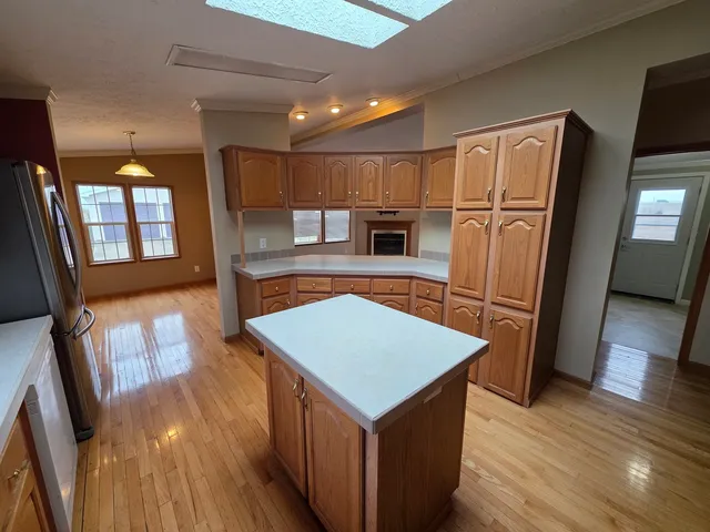 a view of a livingroom with a fireplace