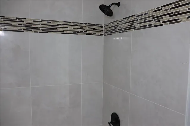 a close view of a shower in a bathroom