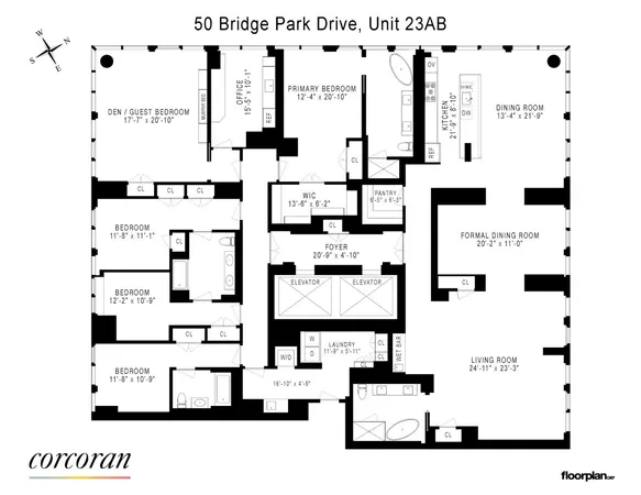 $12,500,000 | 50 Bridge Park Drive, Unit 23AB | Brooklyn Heights