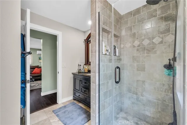 a bathroom with shower