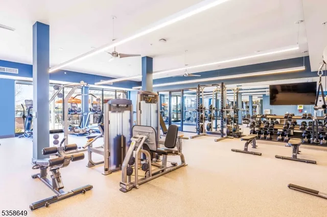 a view of a room with gym equipment