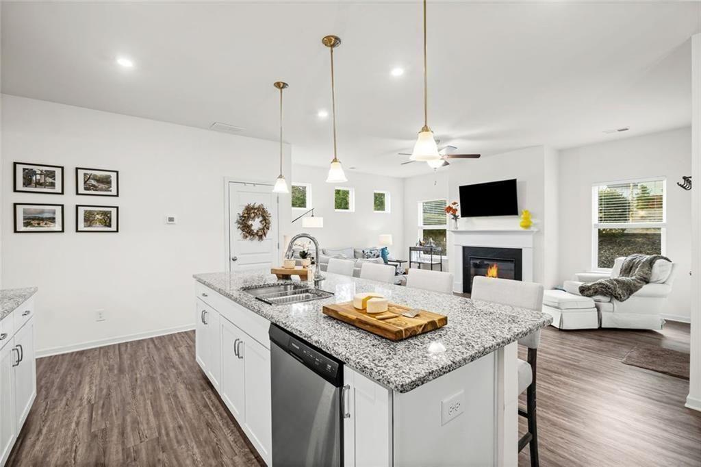 252 Renford Road Ball Ground, GA 30107 - Photo 9 of 36 a view of a kitchen counter space kitchen appliances and wooden floor