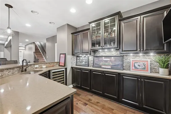 a view of a dining area with furniture