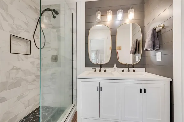 a bathroom with a shower