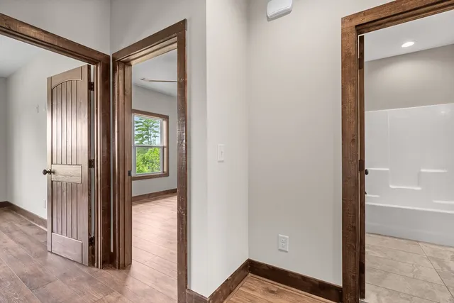 a view of a elevator and an empty room