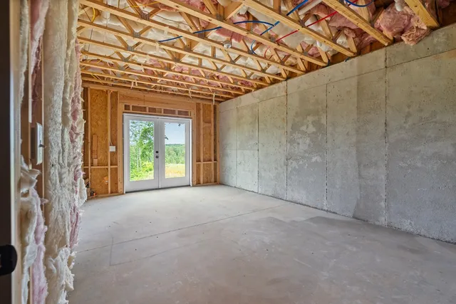 a view of a garden with a tree