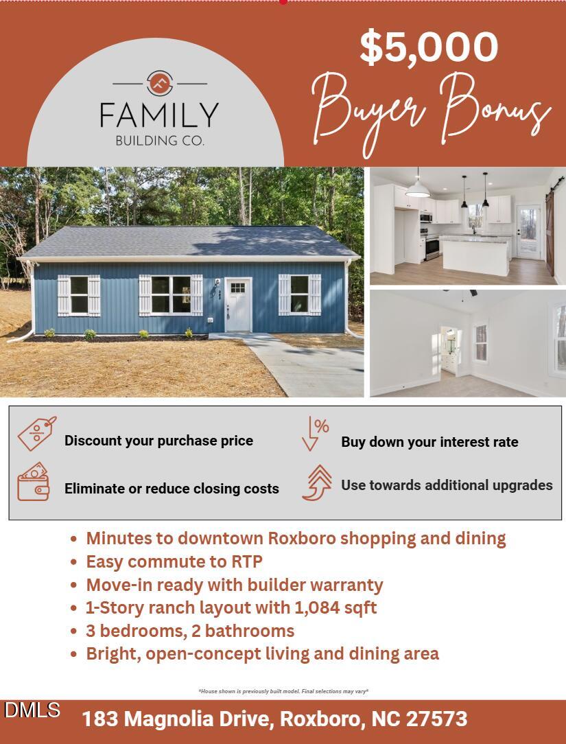 183 Magnolia Drive Roxboro, NC 27573 - Photo 1 of 31 Incentive Flyer