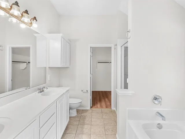 a bathroom with a sink a toilet and bathtub
