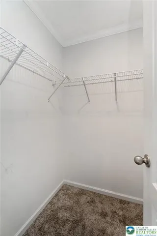 a view of a room with racks on the wall