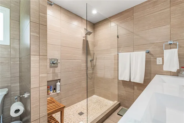 a bathroom with a shower