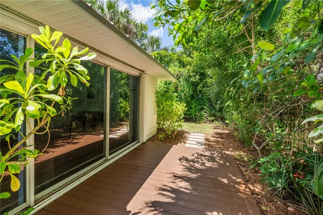 a view of a garden with pathway