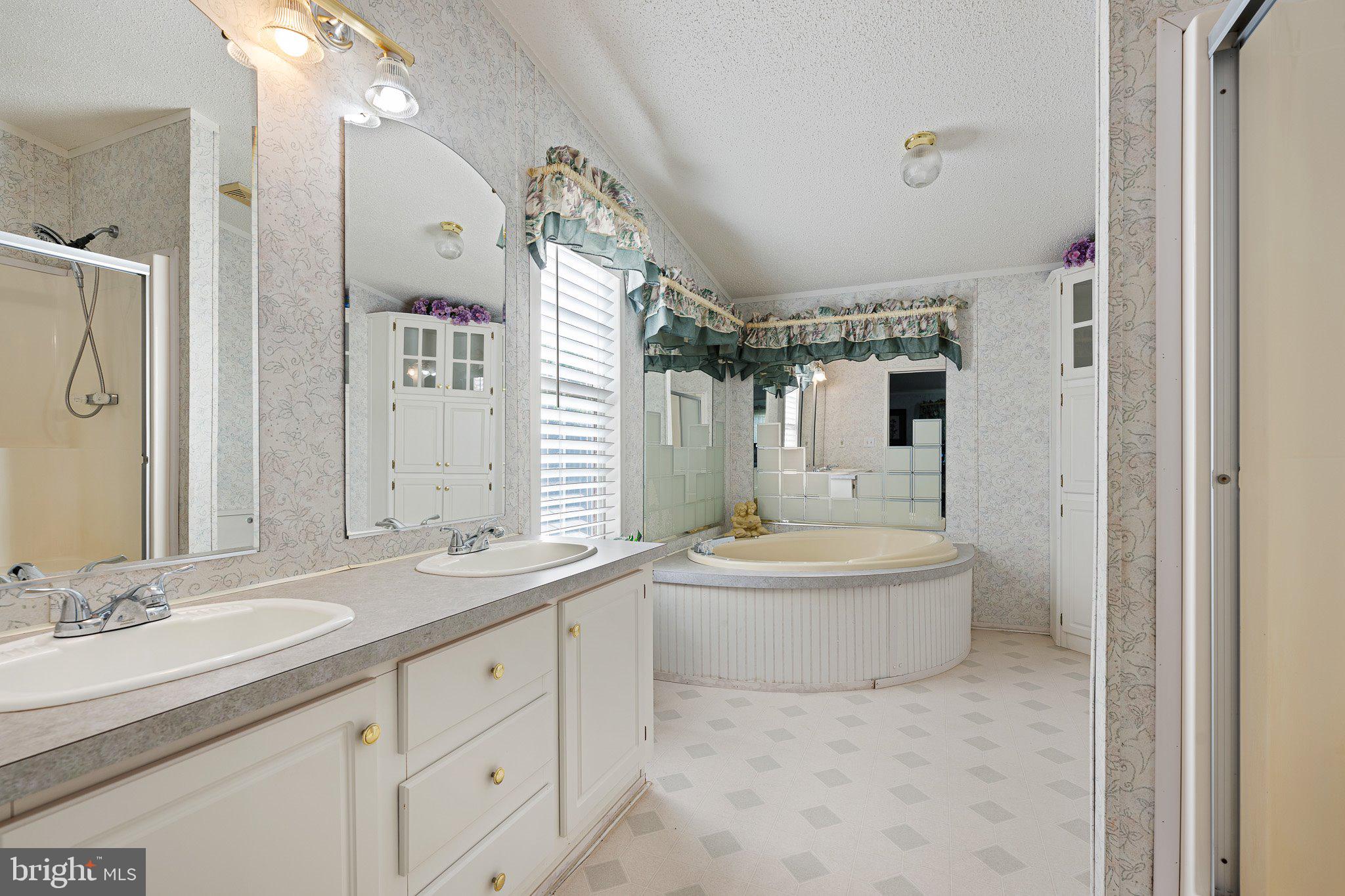 29044 Log Cabin Hill Road Lewes, DE 19958 - Photo 16 of 36 a bathroom with a sink double vanity mirror and a bathtub