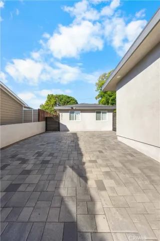 a view of a terrace with a bench