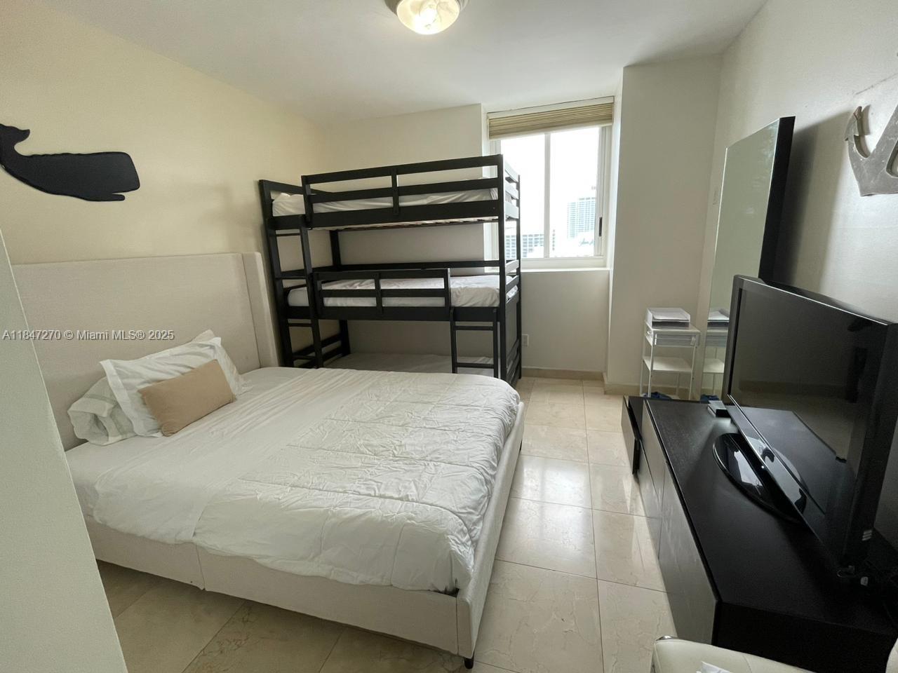 4775 Collins Avenue, Unit 2105 Miami Beach, FL 33140 - Photo 21 of 21 a bedroom with a bed and a flat tv screen on the dresser