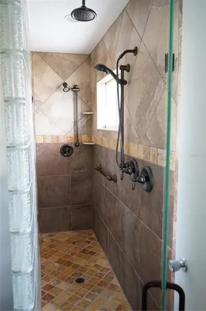 a bathroom with a shower