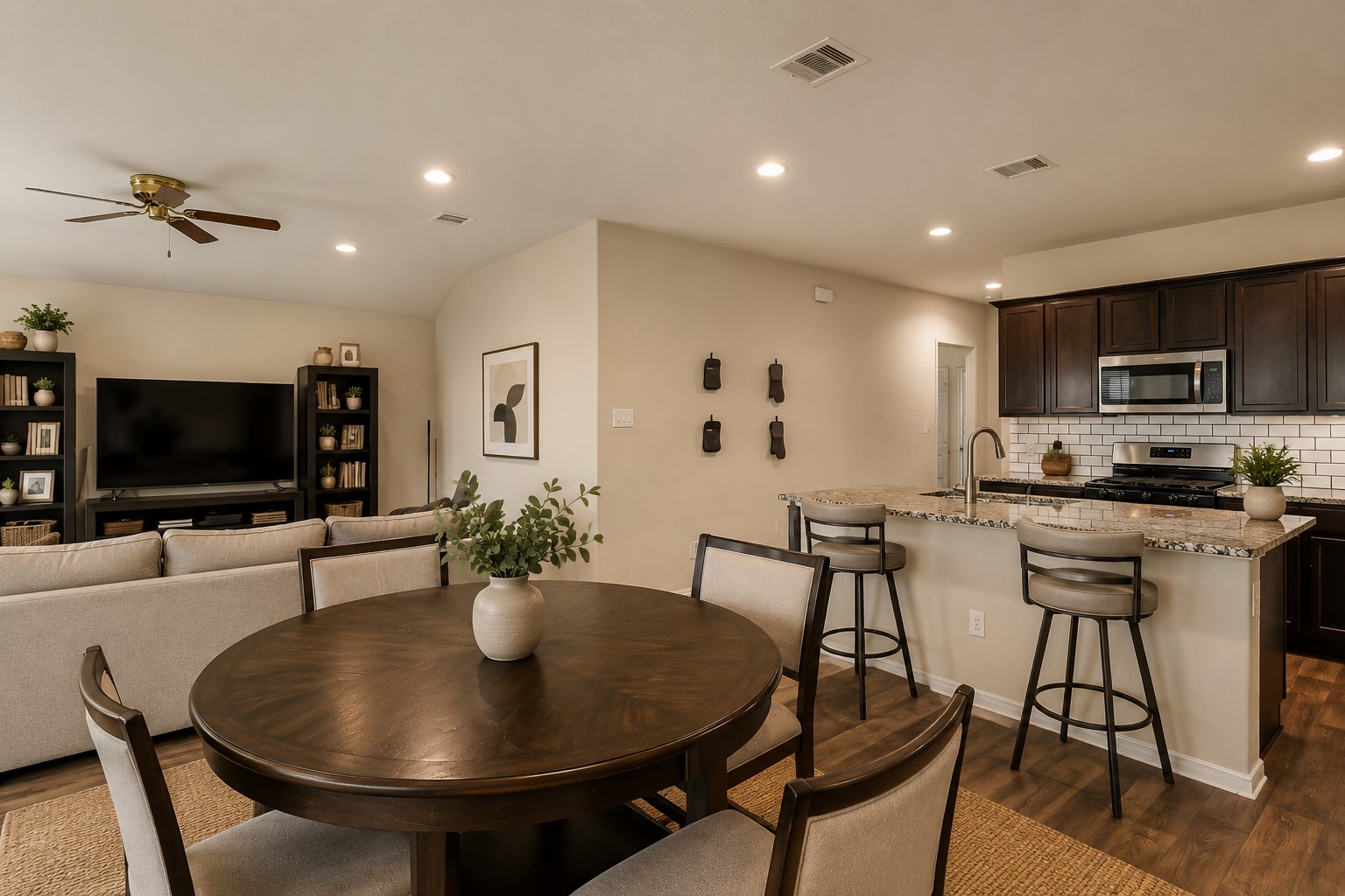 927 Petunia Falls Lane Rosharon, TX 77583 - Photo 4 of 26 Dining area is open to kitchen and living room. Virtually Staged