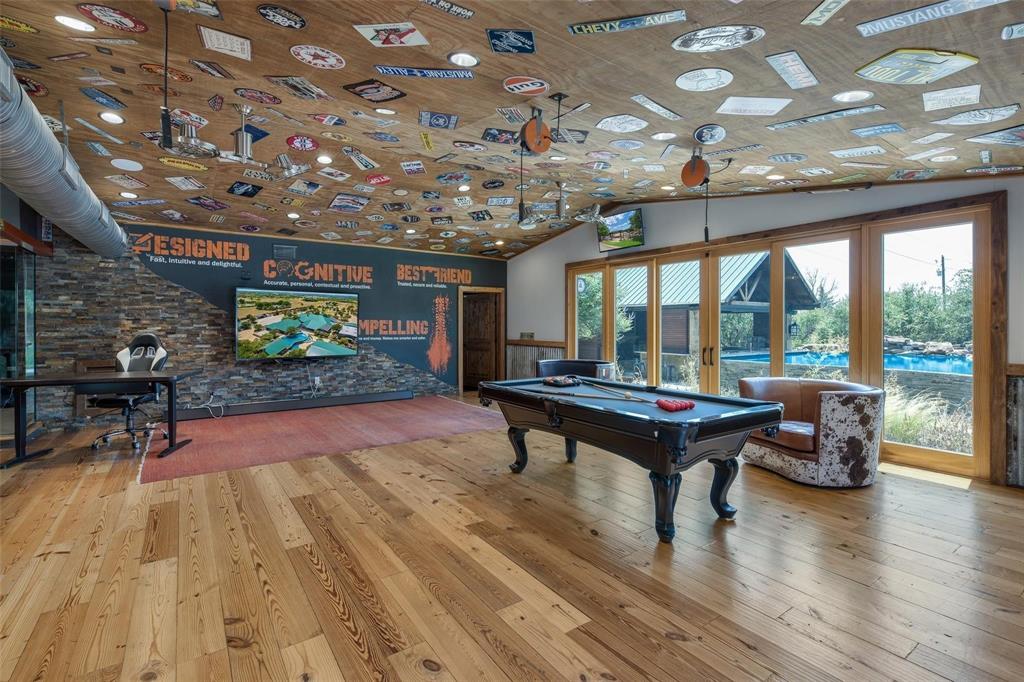 14250 Chaparral Lane Roanoke, TX 76262 - Photo 22 of 40 Recreation room with billiards table, wooden ceiling, and lofted ceiling