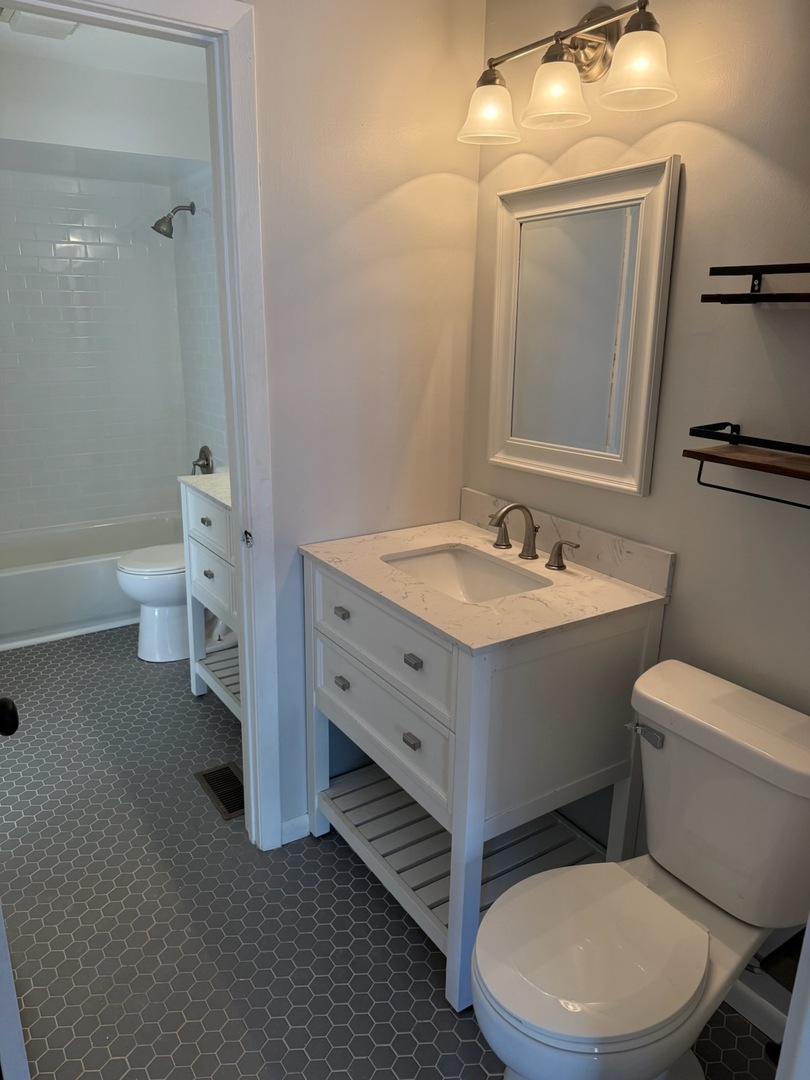 5513 Barclay Court Clarendon Hills, IL 60514 - Photo 14 of 20 a bathroom with a sink a toilet and a mirror