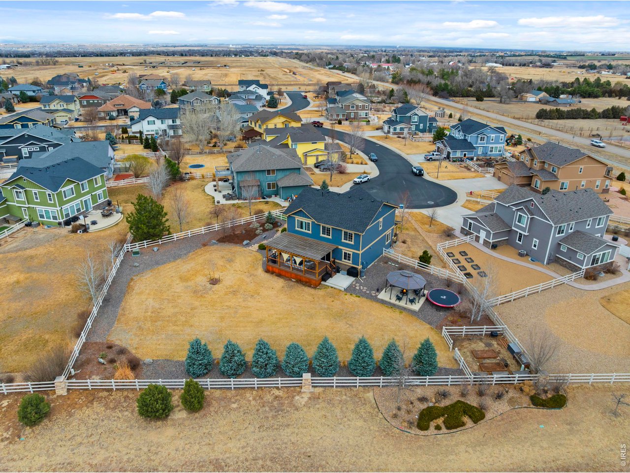 9033 Foxfire Street Firestone, CO 80504 - Photo 42 of 44 an aerial view of residential houses with outdoor space