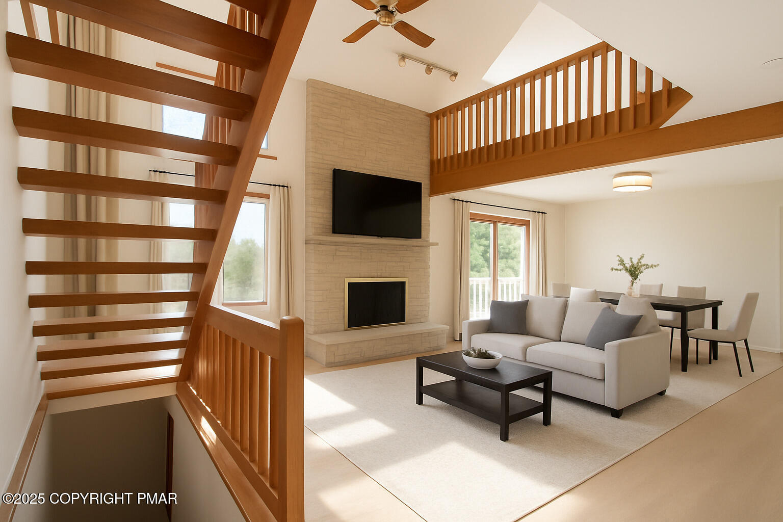 1142 Yorkshire Lane Bushkill, PA 18324 - Photo 11 of 72 a living room with furniture a flat screen tv and a fireplace