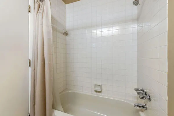 a bathroom with a bathtub