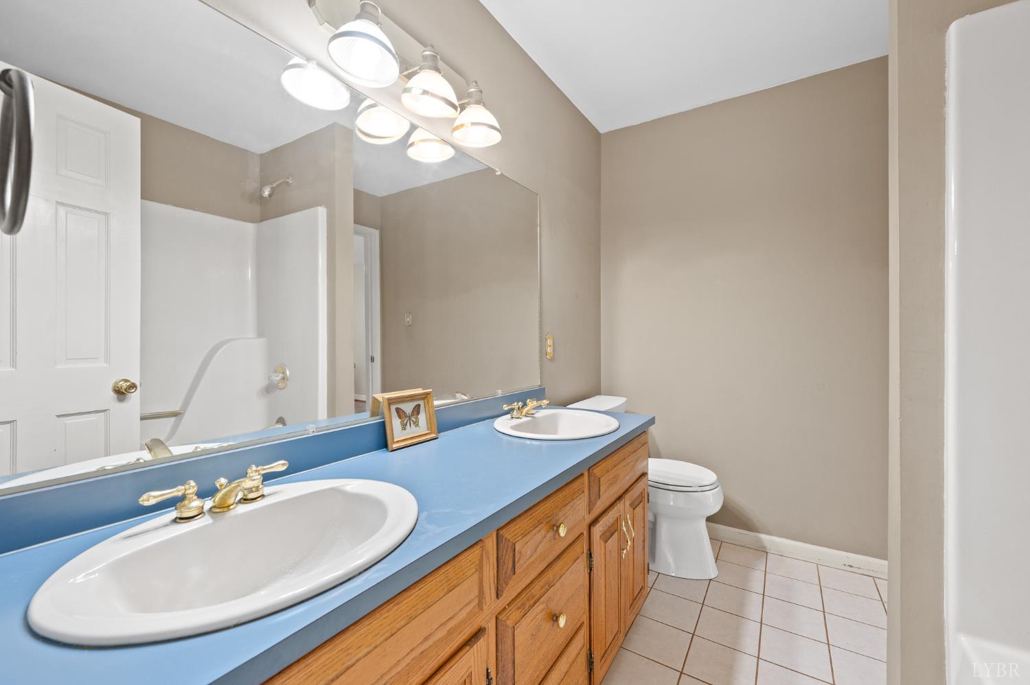 111 East Otter Ridge Drive Goode, VA 24556 - Photo 20 of 62 a bathroom with a double vanity sink and a mirror