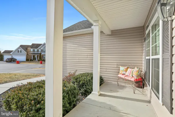an aerial view of a house with a outdoor space