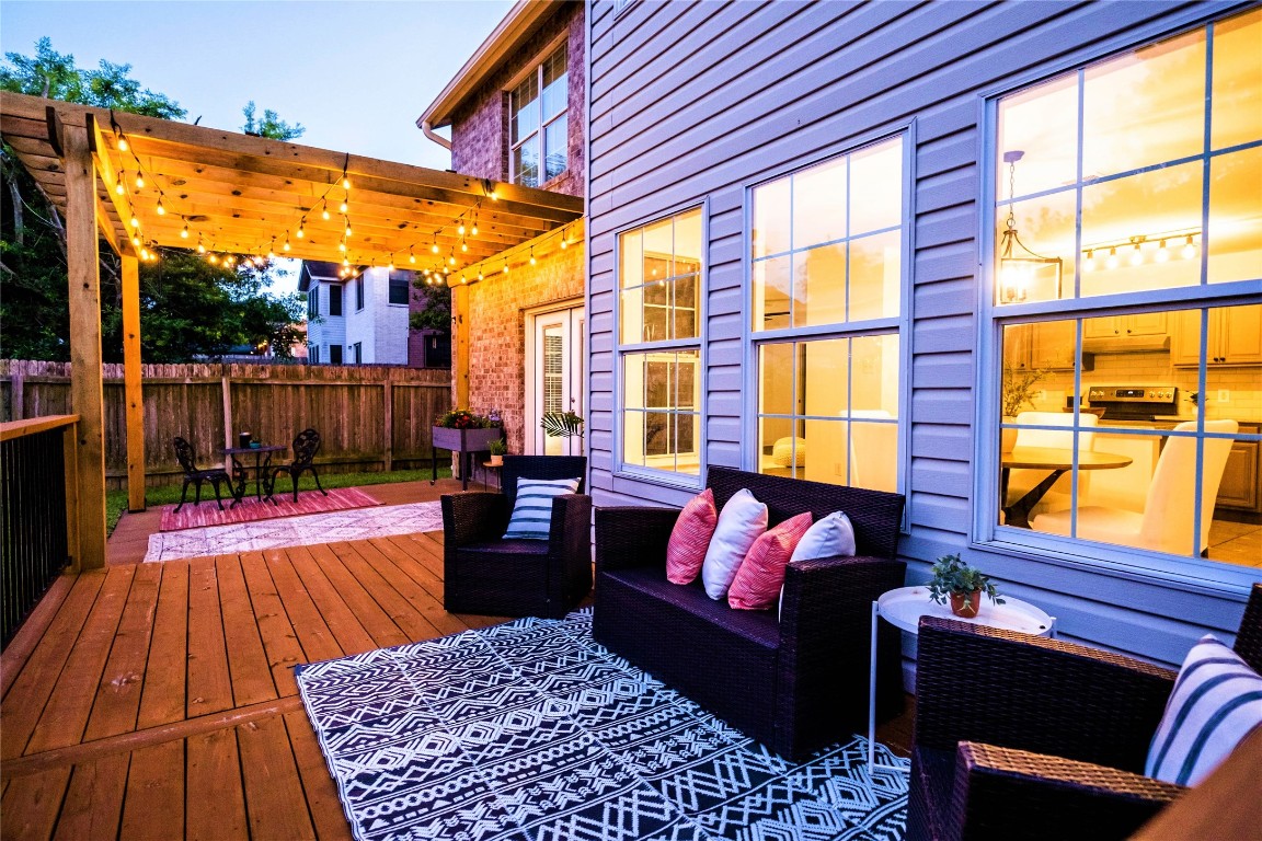 a outdoor space with patio couch and a table