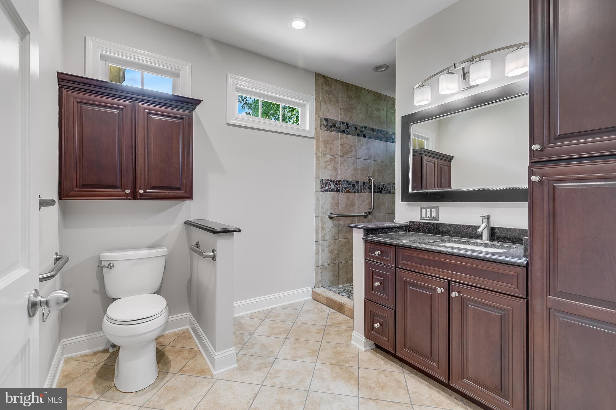 611 Catesby Court Southwest Leesburg, VA 20175 - Photo 37 of 96 a bathroom with a granite countertop toilet sink and mirror