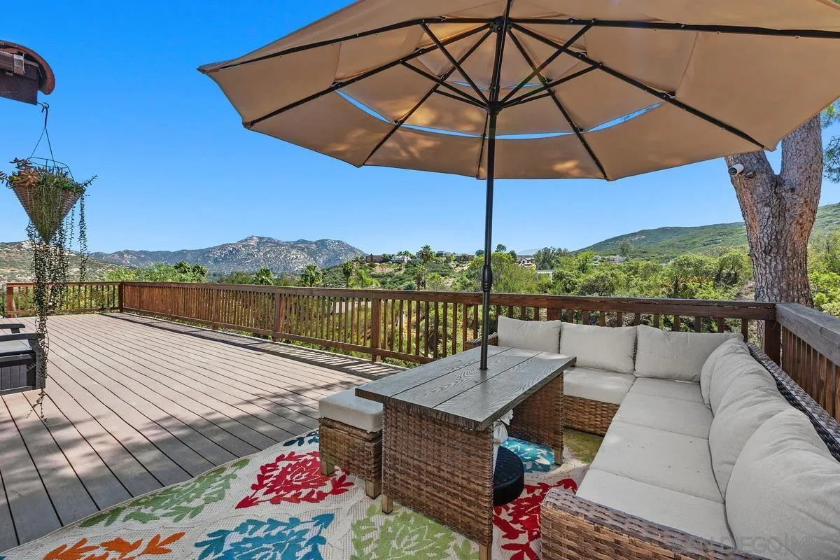23969 Nectar Way Ramona, CA 92065 - Photo 4 of 54 a view of a roof deck with couches under an umbrella