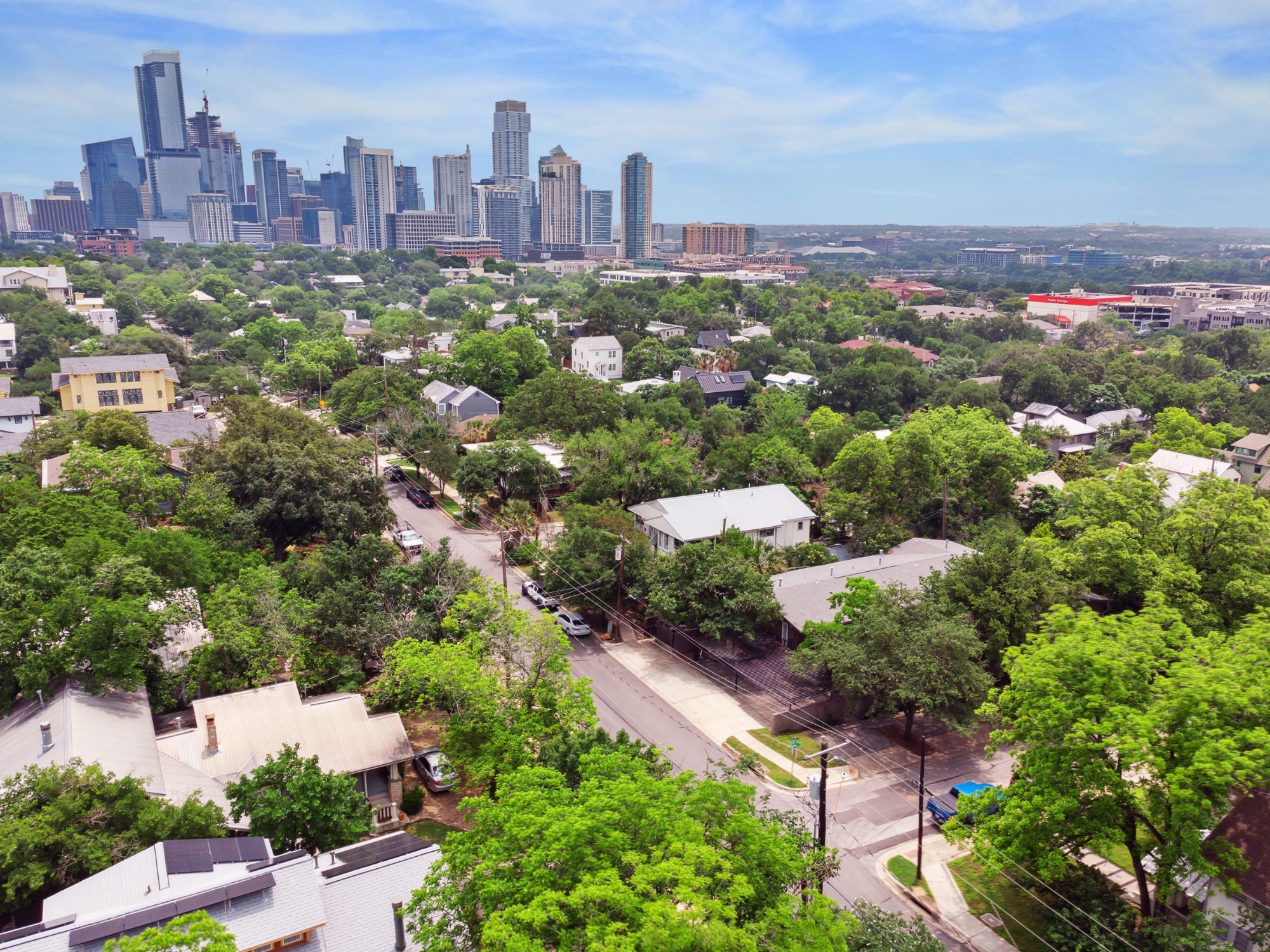 1503 West 9th Street, Unit 204 Austin, TX 78703 - Photo 21 of 21 Urban skyline with prominent skyscrapers overlooking a residential area