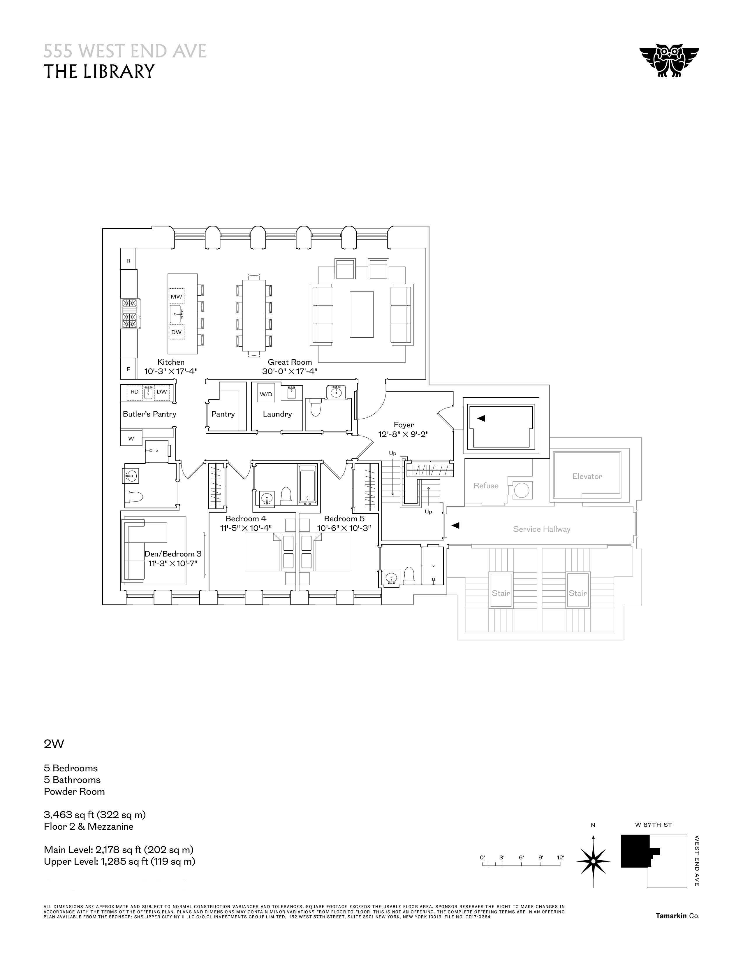 555 West End Avenue, Unit THE LIBRARY Manhattan, NY 10024 - Photo 11 of 12 a picture of a floor plan