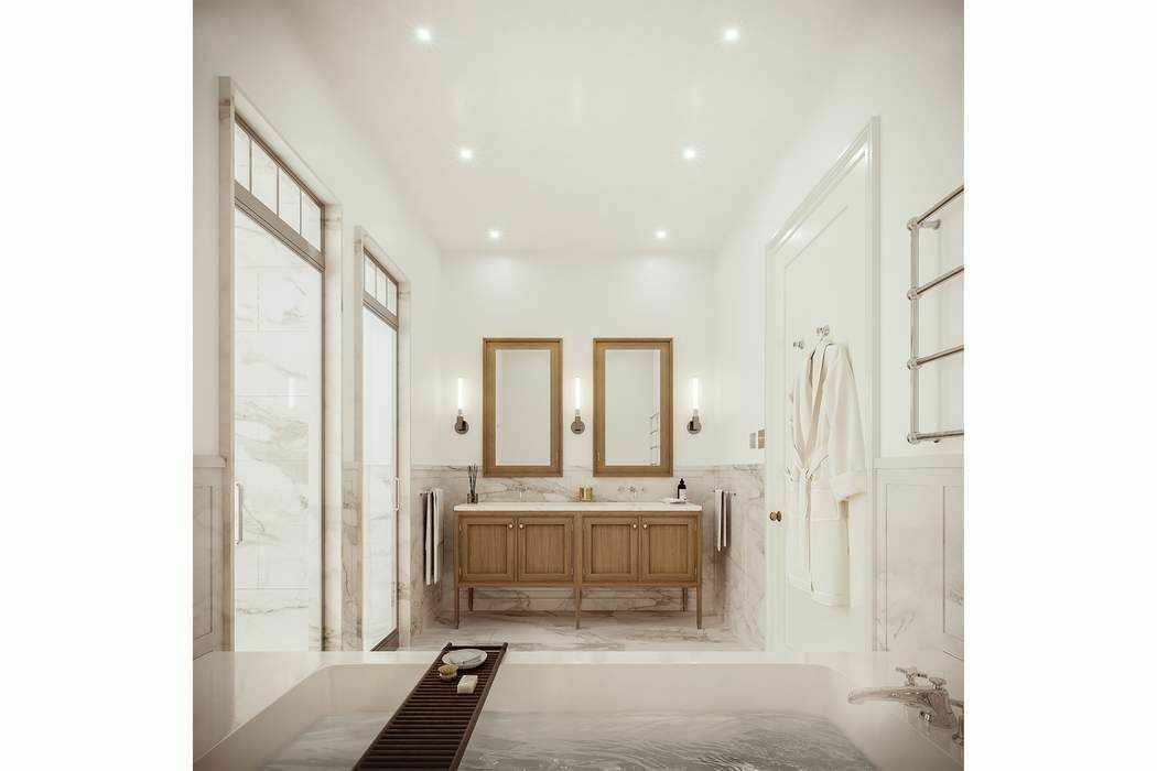 555 West End Avenue, Unit THE LIBRARY Manhattan, NY 10024 - Photo 7 of 12 a bathroom with a tub sink and a mirror