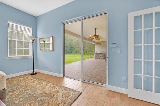 an empty room with windows