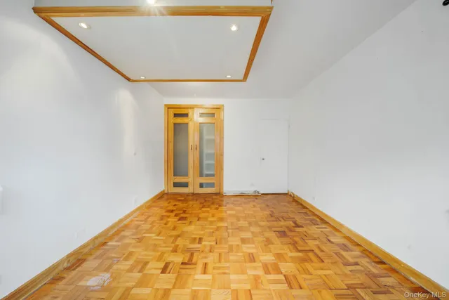 a view of an empty walk in closet