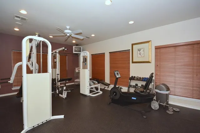 a view of a room with gym equipment