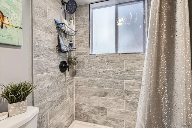 a bedroom with a bed and a large closet