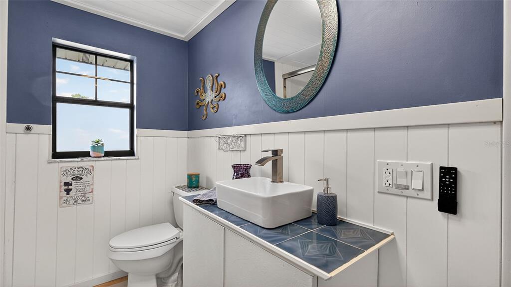 6499 Nebula Street Weeki Wachee, FL 34613 - Photo 4 of 54 a bathroom with a toilet a sink and a mirror