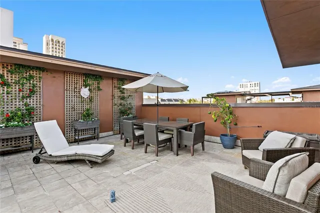 a view of a city with tall buildings