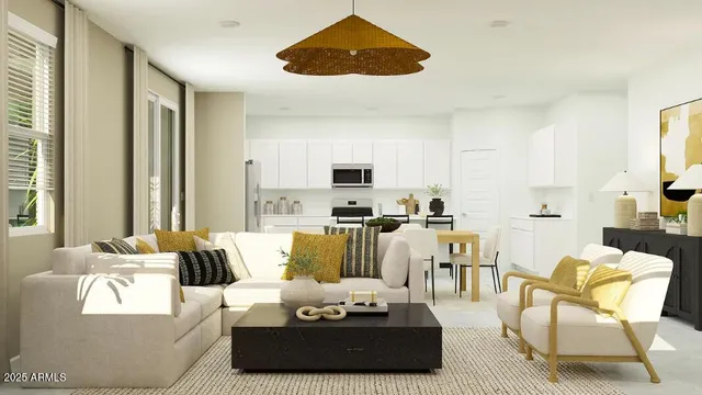 a kitchen with stainless steel appliances kitchen island granite countertop a table and chairs