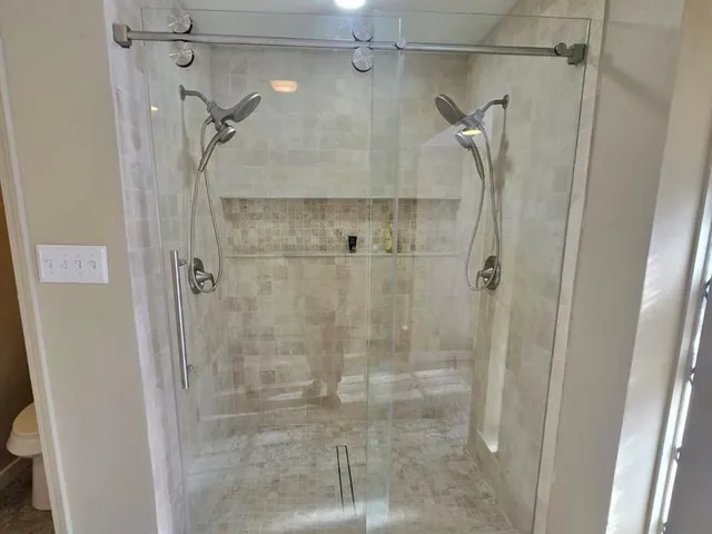 a bathroom with a shower