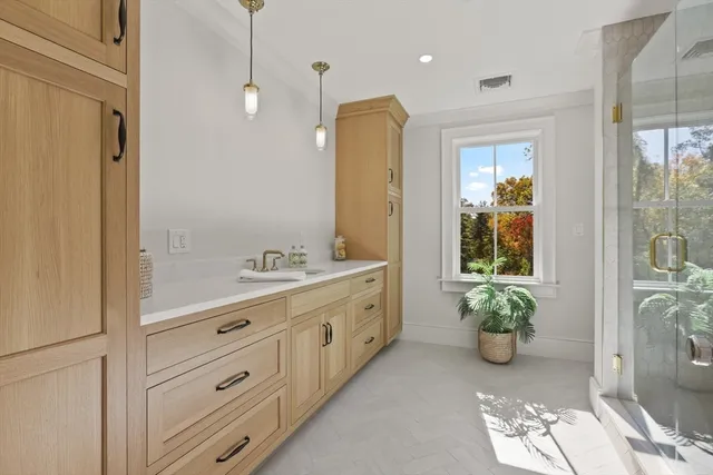 a bathroom with a shower