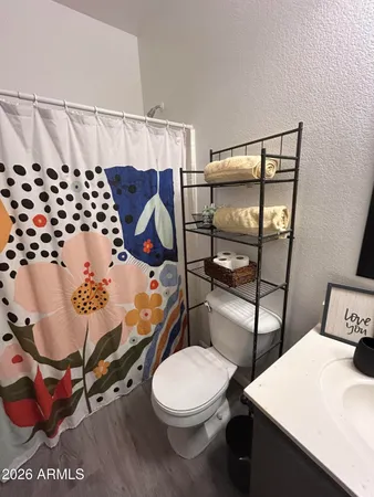 a bathroom with a toilet a sink and mirror
