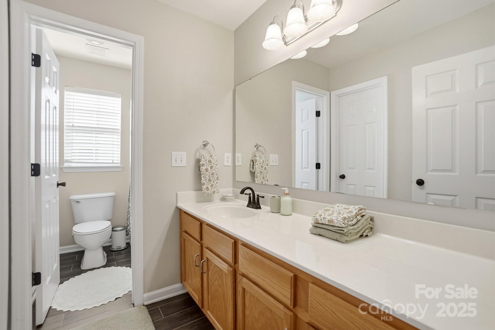 7200 Cascading Pines Drive Tega Cay, SC 29708 - Photo 28 of 39 a bathroom with a sink a toilet and a mirror