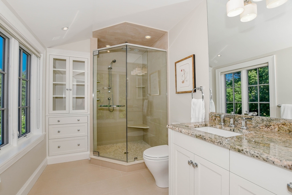 85 Moorings Road Marion, MA 02738 - Photo 26 of 41 a bathroom with a granite countertop sink toilet and shower