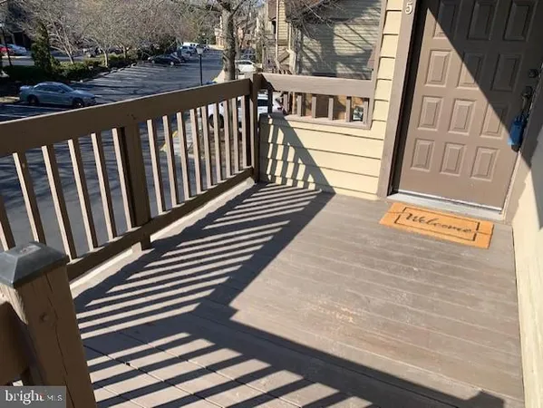 a view of wooden balcony