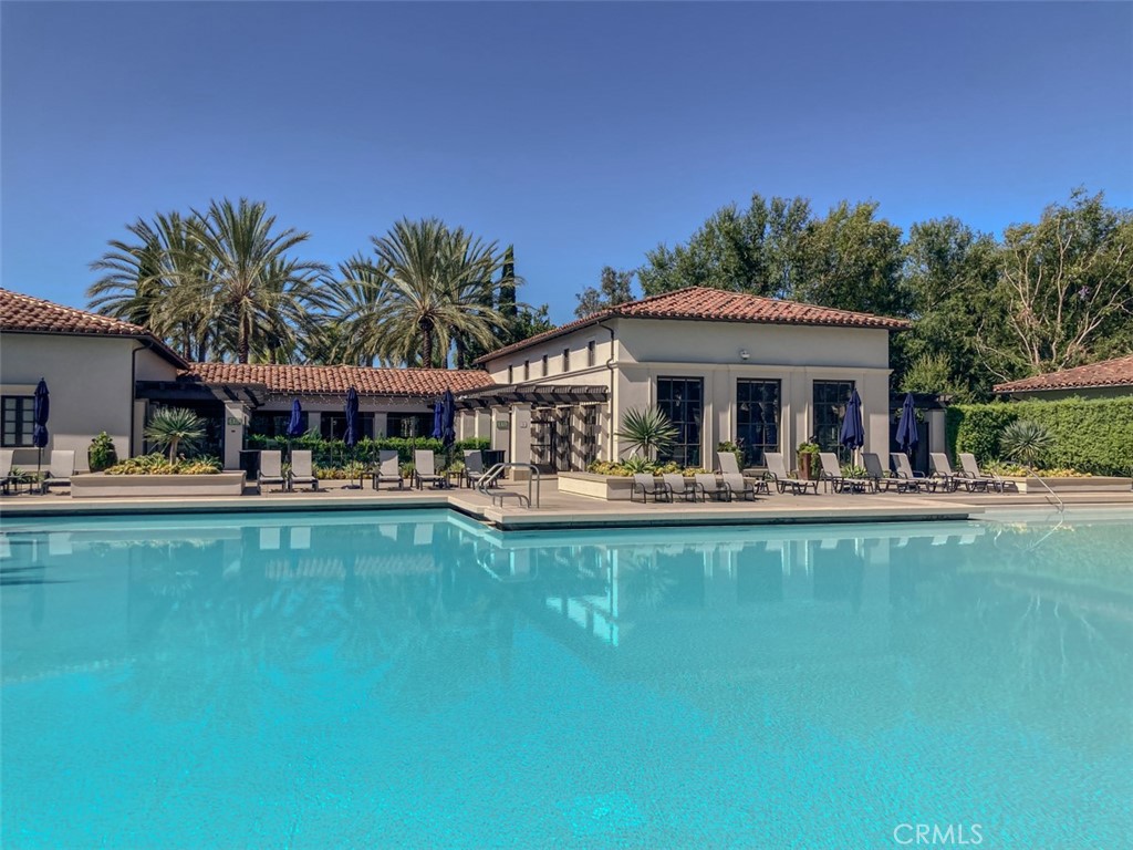 62 Gentry Irvine, CA 92620 - Photo 42 of 48 a view of a swimming pool with couches chairs and palm trees