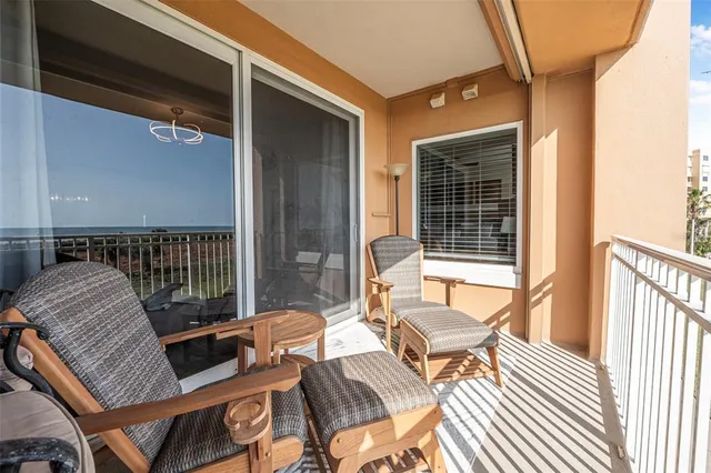 a view of a patio on the deck