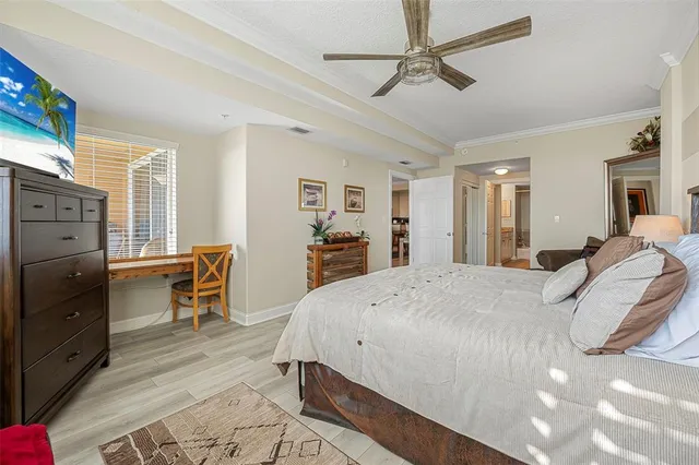 a bed room with a bed and furniture